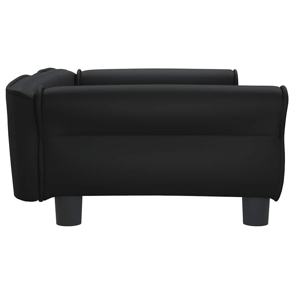 vidaXL Hundebett, Hundekissen mit weicher Polsterung, Hundesofa Hundecouch für kleine Hunde Haustiere, Haustierbett Katzenbett, Schwarz Kunstleder