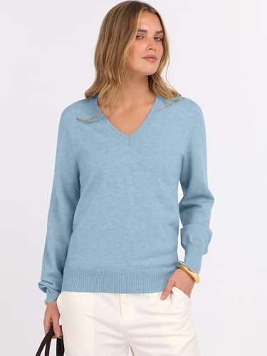 Image of ANRABESS Women's Long Sleeve V Neck Basic Sweaters | Classic Pullover Tops,Soft Loose,Business Casual Work,Travel Vacation,All Day Wear,Fall Spring Outfits,Winter Layer Clothing