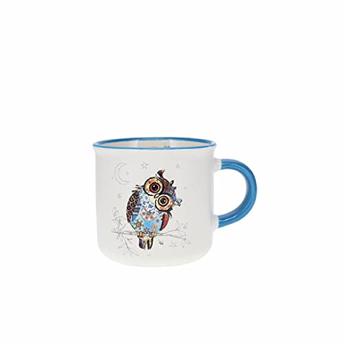 KIUB Mini mug timbale expresso avec des animaux - motif chouette avec des yeux perçants - Hauteur 6,5CM - porcelaine fine