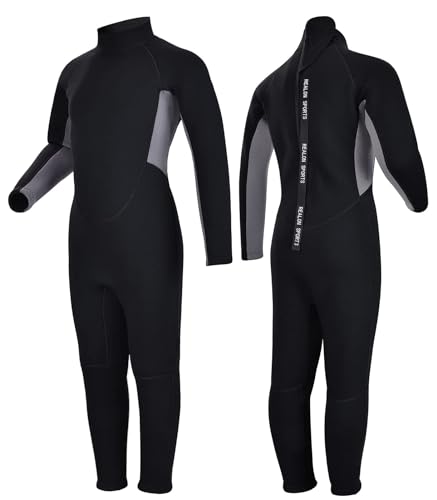 REALON Kids Wetsuit for Girls Boys Toddler and Youth 3mm Neoprene Child Full Wet Suits Warm in Cold Water Thermal Swimsuit Back Zip for Swimming Diving Jet Skiing Surfing