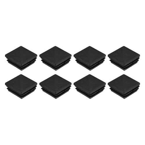 Image of uxcell 8Pcs Square Plastic Plugs, 40 x 40mm /1.57 x 1.57inch PE Pipe Tubing End Caps for 34-38mm /1.34-1.5inch Square Tube Furniture Chair Leg, Black