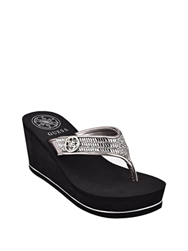 GUESS Womens Sarraly Flip-Flop, Pewter 179, 8 US