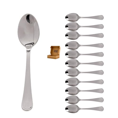 12 x Cuchara Cafe Postre 14 cm - Cubiertos de Mesa Oxford - Envio 24 H - Cubiertos Elegantes de Acero inoxidable - Alar Cok - Anticorrosión y Desgaste - Uso Doméstico y Profesional (Cuchara Cafe)