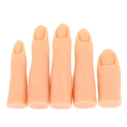 PACKOVE 5個シリコン製美甲練習指 関節付変形不可 ジェルネイル技術向け 模型モデル ネイルアート練習用自然色