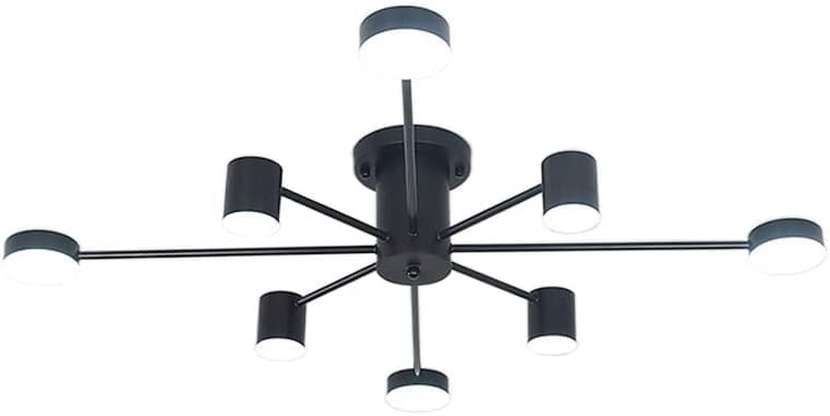 Plafonnier semi-encastré noir 8 lumières pour illuminer un plafond bas