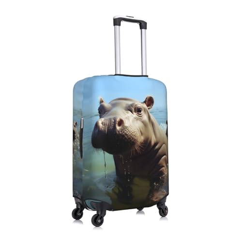 Travel Luggage Cover Fashion Suitcase Protector Cute Baby Hippos Spandex Baggage Covers Washable Suitcase Covers Anti-Scratch Luggage Cover Protectors Fits 18-32 Inch Suitcases X-Large2