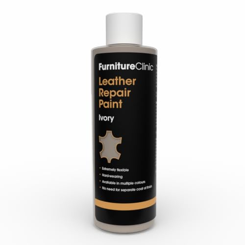 Image of Furniture Clinic Leather Repair Paint | 2-in-1 Seal and Color | Use on Scratches, Tears, and Holes in Car Seats, Furniture | Quick and Easy Leather Repair Kit for Furniture (Ivory, 250ml / 8.5oz)