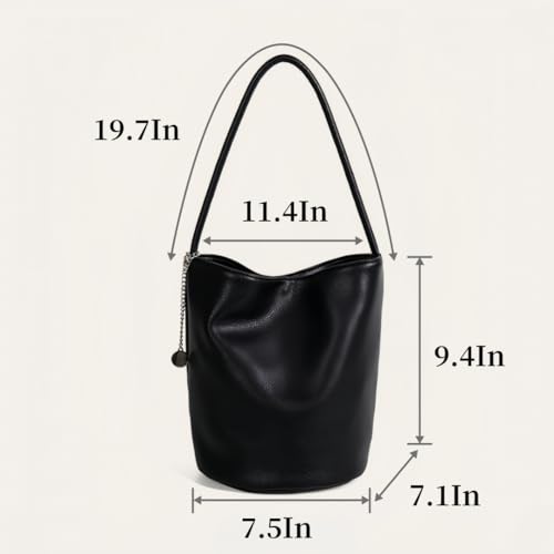 Bucket Bag for Women Soft Leather Shoulder Bag Handle Shoulder Purse with Zipper Pocket Commuter Tote Underarm Purse4