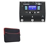 BoxWave Case Compatible with TC Helicon Play Acoustic - SoftSuit with Pocket, Soft Pouch Neoprene Cover Sleeve Zipper Pocket - Jet Black with Red Trim