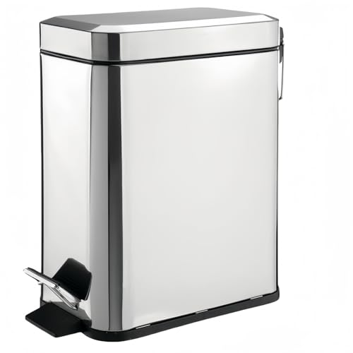 Kaziro ゴミ箱 ふた付き スリム ステンレス ゴミ箱 指紋防止 おしゃれ ペダル式 ごみ箱 密閉 音無し 省スペース キッチン、リビングルーム、トイレ、バスルーム用 ステンレス製の四角いペダル式ゴミ箱、キッチン、オフィス対応、静音開閉式 (5L 28