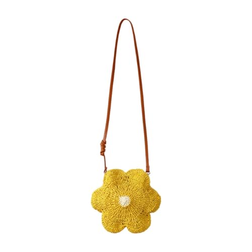 Sac bandoulière tressé main fleur jaune DuskHaven