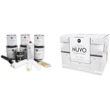 Giani Marble Easy Epoxy Countertop Paint Kit Belgotta Black & Nuvo Titanium Infusion Cabinet Makeover Kit - Easy DIY 7-Piece Set, Brilliant White