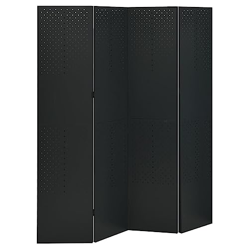 Genérico Biombo Divisor de 4 Paneles Acero Negro 160x180 cm,Mobiliario,Divisores de ambientes-335898