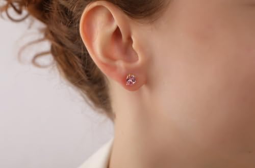 Boucles d'oreilles tourmaline rose contre les allergies en argent doré - 4