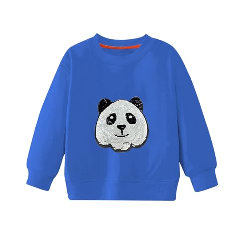 Pullover Sweatshirt for Kids Boys And Girls Pullover Spring And Autumn Color Sequins Big Children Boys (Blue, 6-7 Years)