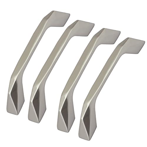 Image of Atom 4.7 inches Zinc Cabinet Pull Handle | Silver Satin Finish | Office Wardrobe Furniture Kitchen Drawer Push Bar, 229, Pack of 4
