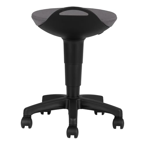 Image of Rolling Adjustable-Height Padded Stool - Dark Grey