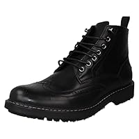 Mens Thomas Blunt Brogue Lace Up Casual Smart Ankle Boots A3079 - Black Synthetic - UK Size 12 - EU Size 46 - US Size 13