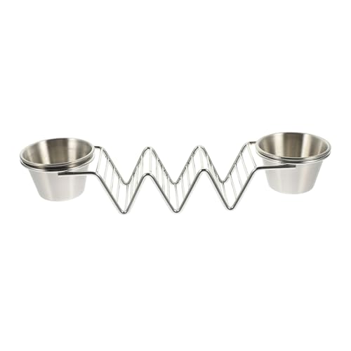 NIYANGLE Soporte para Tacos de Acero Inoxidable con Doble Taza para Salsa Rejilla Compacta para Tacos y Burritos Escurridor para Platos para Cocina y Almacenamiento
