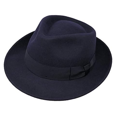 Borges & Scott B&S Premium Doyle - Sombrero Fedora de Lana Azul Oscuro Cover
