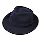 Borges & Scott B&S Premium Doyle - Teardrop Fedora Hut - 100% Wollfilz - perfekt zum Reisen - was-serabweisend - Unisex - 58cm Dunkelblau