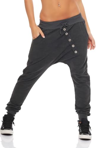 Malito Damen Jogginghose mit Knopfleiste | Sporthose meliert | Baggy zum...