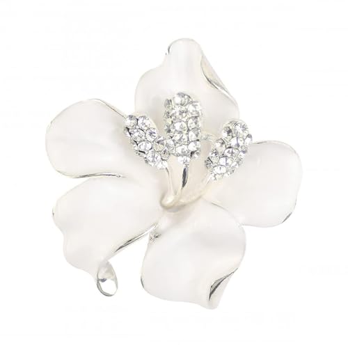 Mecool - Mecool Brooch Pin for Women Flowers Brooch with Created Crystal White 29.8g