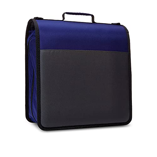 Amazon Basics - Ringbuch mit 3 Ringen und Reißverschluss - D-Ring, 10,16 cm, Blau