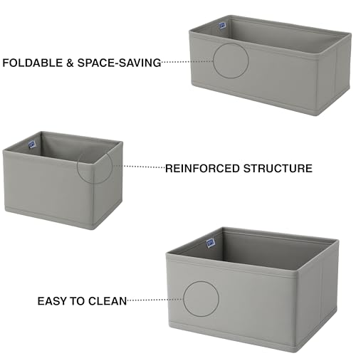 Image of Skrill 12-Piece Foldable Cloth Storage Box Set | Cube Baskets, Bins & Dividers for Closet & Dresser Drawer Organization - Grey
