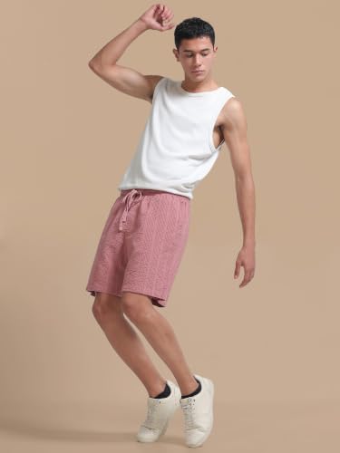 Image of StitchX Men's Airport Look Textured Seersucker Cotton Resort Shorts-S-2XL