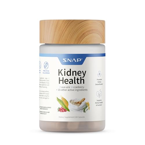 Snap Supplements Kidney Health Support Supplement for Women and Men - Organic Cranberry Extract, Grape Seed Extract, Urinary Tract Support, Non-GMO Vegan Formula, 60 Daily Kidney Support Capsules