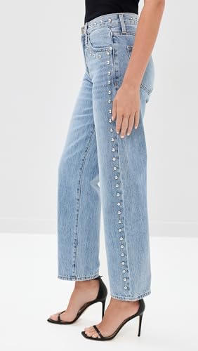 Image of PISTOLA - Lexi Mid Rise, Signature Bowed Straight Jeans - Light Denim Jeans