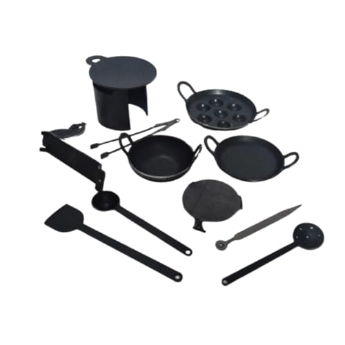 Image of Iron Miniature Kitchen Set for Real Cooking | Mini Choppu Saman Toys for Girls /Boys | Safe Cooking Set for Kids | Vintage Product | 12-Piece Kids Kitchen Set for Girls