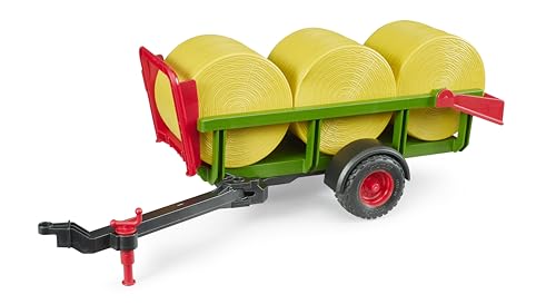 Bruder 02204 - Ramasseuse de balles Rondes avec 3 balles Rondes - Accessoires pour tracteurs, remorques, Ferme, Agriculture, Jouets