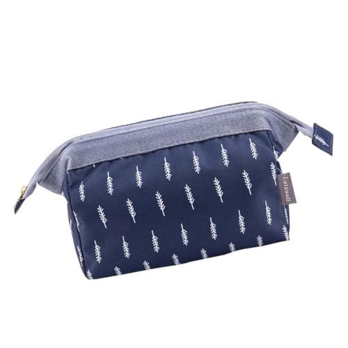 Image of Nylon Cosmetic Toiletry Pouch Waterproof Makeup Vanity Shaving Household Grooming Travel Storage Organizer Bags Pouch Kit Pack for Unisex Travel Compact Utility Design Go Blue