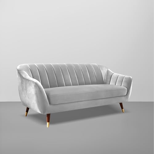 Image of Casaliving Anyse 3 Seater Sofa Set for Living Room (Grey Fabric) Premium Fabric Sofa
