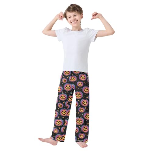 Galaxy Devil Pumpkin Star Boys Long Pants Soft Trousers Elastic Waist Kids Lounge Bottoms with Pockets S-XL2