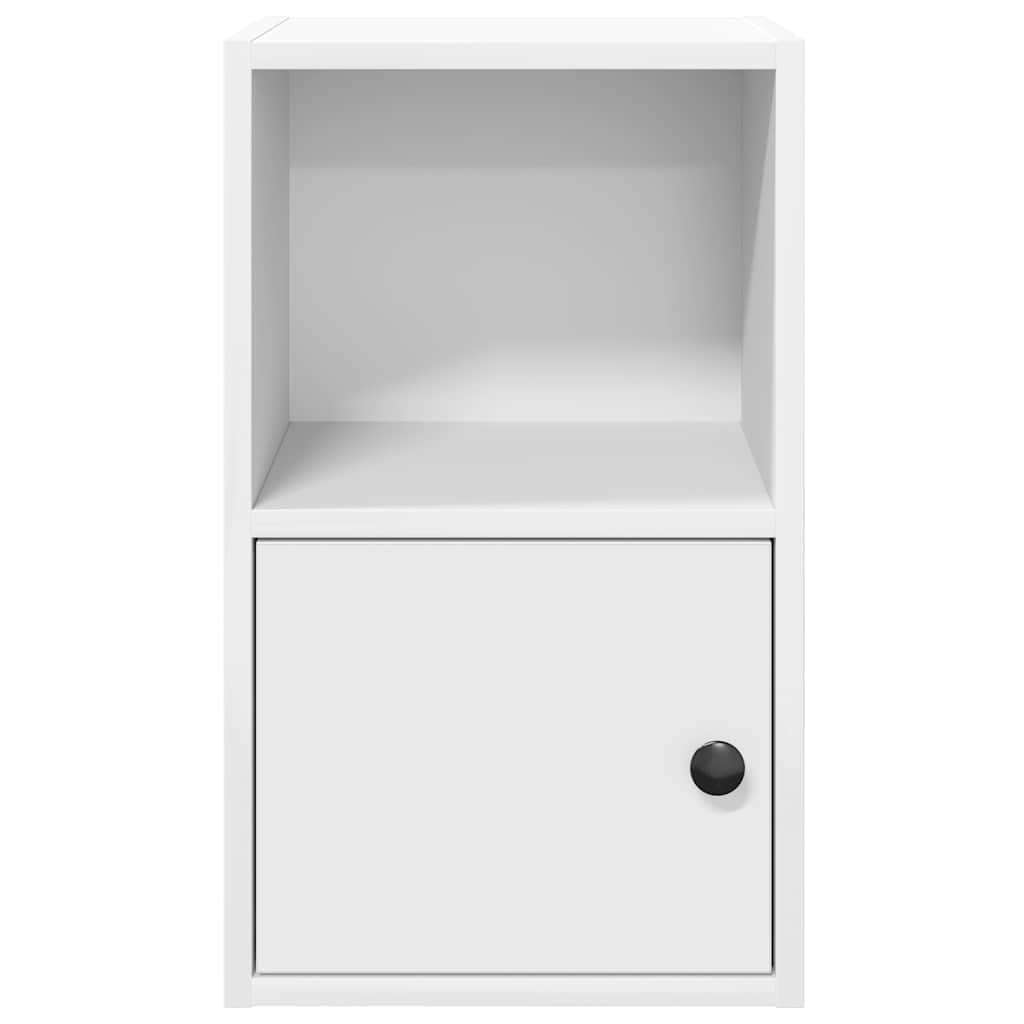 Regał na książki, biały, 31 x 24 x 52 cm, szafka z drzwiami i półką, uniwersalny organizer Cube Storage do salonu i biura