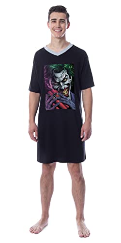 INTIMO DC Comics Mens' The Joker Character Icon Nightgown Sleep Pajama Shirt