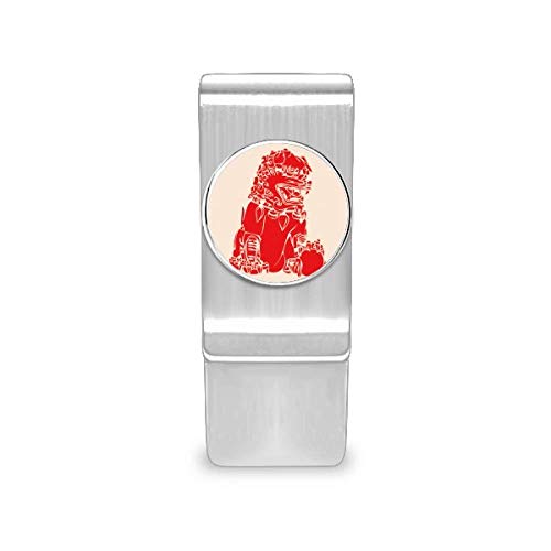 guchchi China Red Lion Paper Cut Patriotism Money Clip Cash Wallet Card Holder