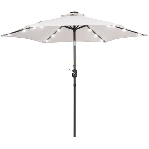 Bonosuki 7.5ft Outdoor Solar Patio Umbrella 2-Year-Non-Fading Steel umbrella outdoor patio with Push Button Tilt and Crank,Beige Cover