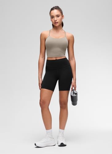 Image of CRZ YOGA Butterluxe Y Back Crop Tank Tops | Light Support, Removable Pads, Yoga, Extremely Soft, Scoop Neck, Spaghetti Straps, Longline Sports Bras for Women