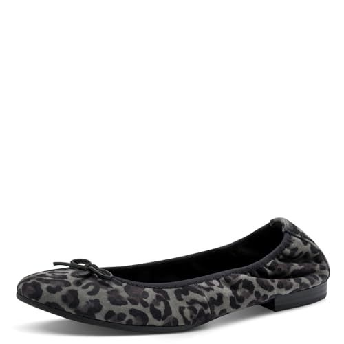 Tamaris Ballerine pour Femme en Argent/Platine, Gris léopard, 40 EU
