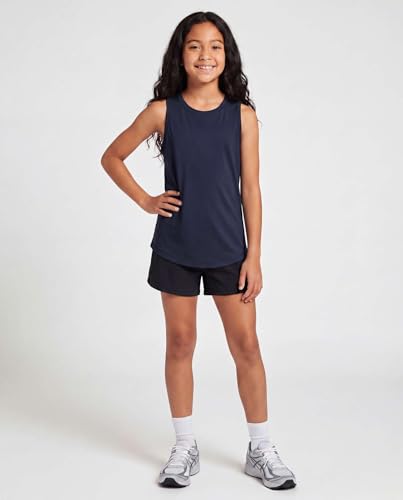 Image of Real Essentials 4 Pack: Girls' Dry-Fit Active Tank Top - Gym Running Workout Athletic Shirt for Kids Teens Youth