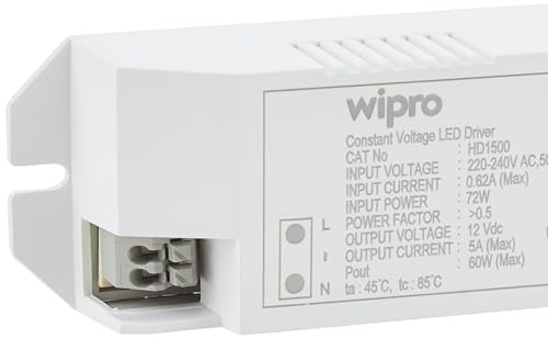 Image of wipro 5 Amp LED Strip Driver | LED Strip Connector | for Indoor Strip Light, 12V DC Output (Pack of 2)