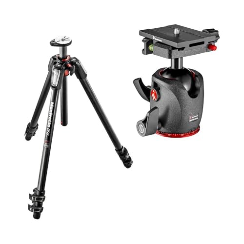 Manfrotto Trépied 055 Fibre de Carbone 3 Sec. et Rotule Ball XPRO, Plateau Rapide Top Lock, Haute Précision, Mouvement Fluide, Équipement Photo, Création de Contenu, Poids 2,6kg, Charges Jusqu’à 15kg