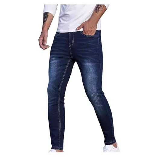Jeans Homme Pantalon en Denim à Trou Droit Jeans de Survêtement Pantalons avec Fermeture Éclair Slim Fit Jean Hip Hop Hommes Soldes Pantalon de Sport Travail Jogging Pas Cher