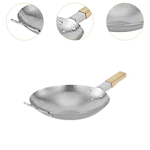 Wok de acero inoxidable con mango de madera 39.5 x 23.5 x 5.2 cm miniatura 4