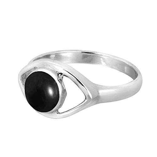 Aeravida Mystical Evil Eye with Simulated Black Onyx Inlay .925 Sterling Silver Ring | Classic Wedding Rings For Women | Vintage Comfort Fit Silver Rings for Women | Gift for Women | Sterling Silver Rings Sizes2