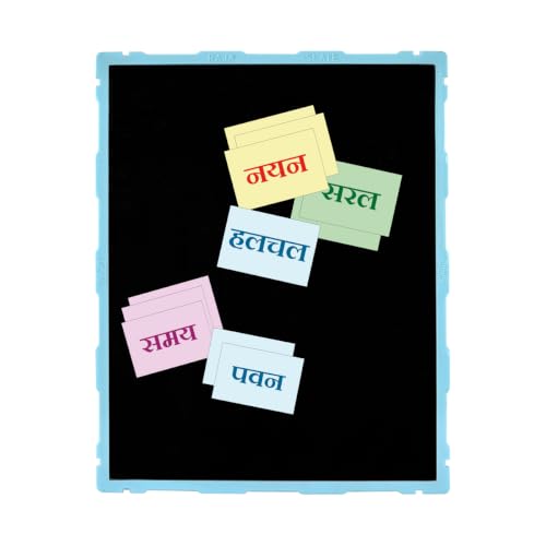 Image of Tokyodo Kids Double Sided Slate Board | Reusable Chalk Writing Pad & Educational Learning Toy for Drawing, Writing & Alphabet Practice with Word Learning Cards (22X27 CM, Badami, with Hindi Words)